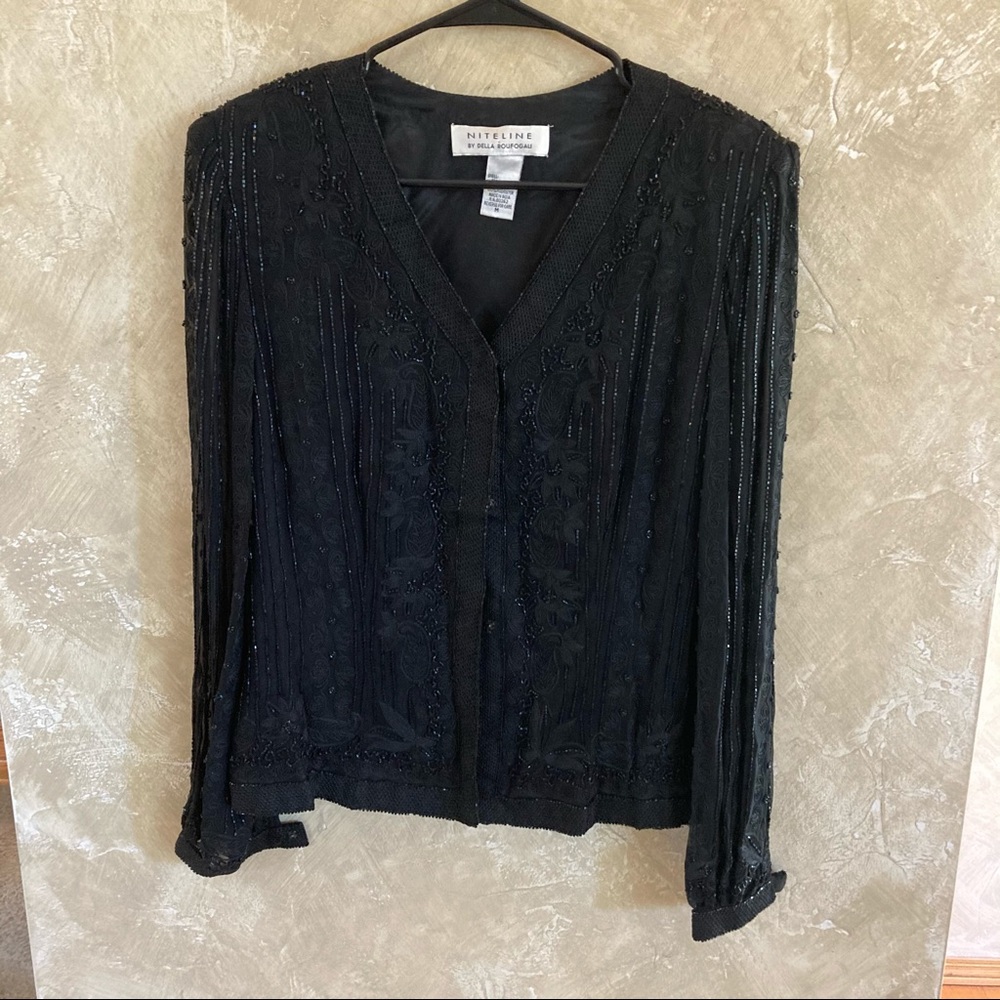 Niteline by Della Roufogali Beaded Silk Top Medium